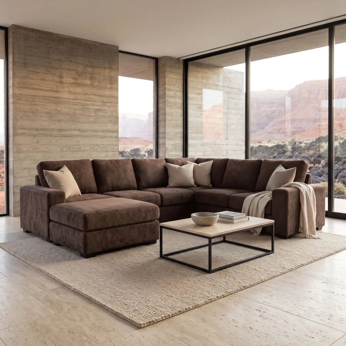 Seven-Piece Chaise Sectional - Cuddle Chocolate Modular - hero (LHF arrangement)