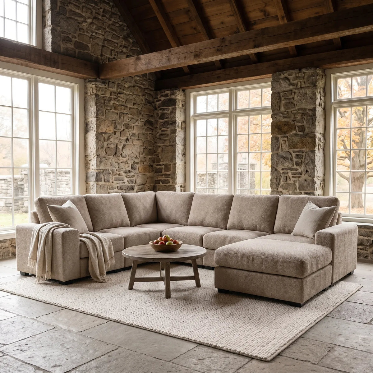 Seven-Piece Chaise Sectional - Cuddle Natural Modular - hero (RHF arrangement)