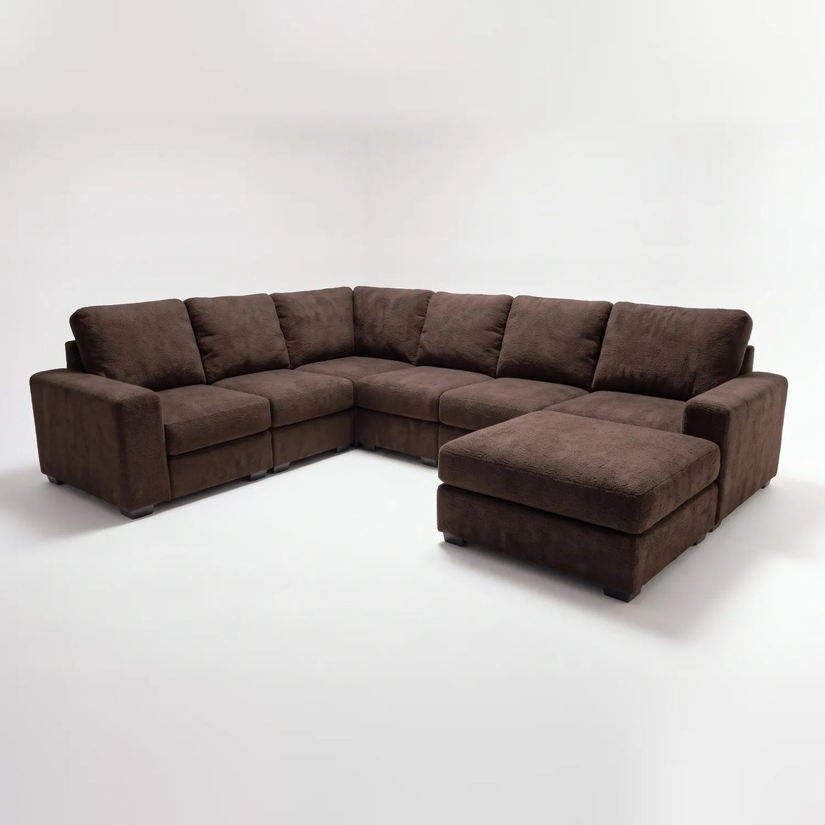 Seven-Piece Chaise Sectional - Cuddle Umber Modular - studio photo on white (RHF arrangement) #vera_main