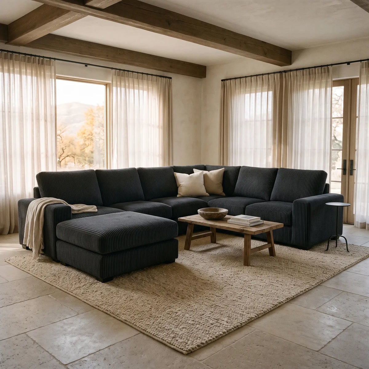 Seven-Piece Chaise Sectional - Mini Minky Midnight Modular - hero (LHF arrangement)