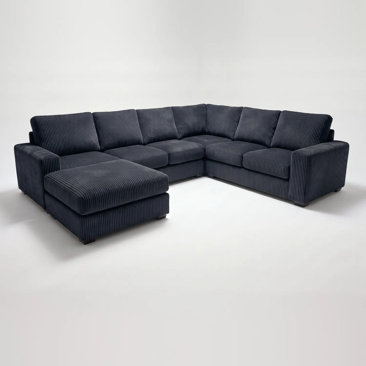 Seven-Piece Chaise Sectional - Mini Minky Midnight Modular - studio photo on white (LHF arrangement)