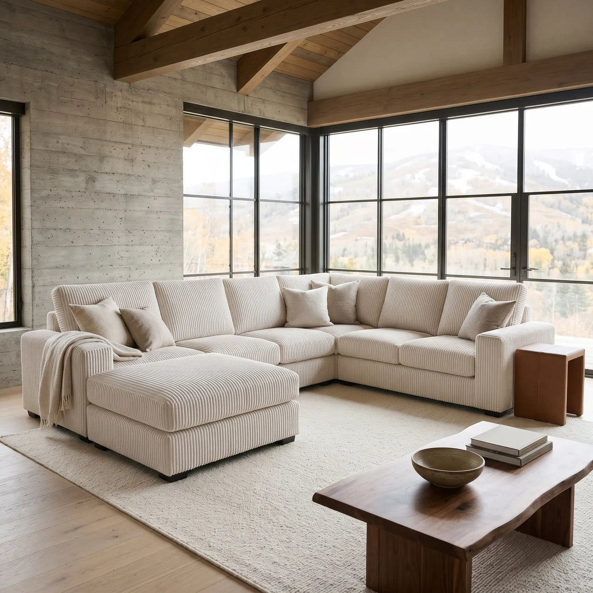 Seven-Piece Chaise Sectional - Mini Minky White Modular - hero (LHF arrangement)