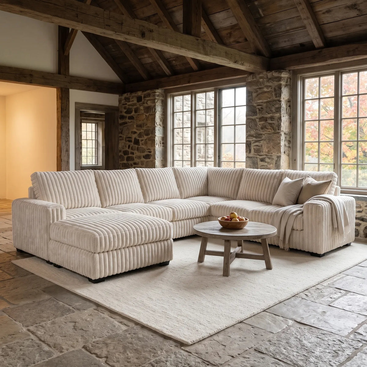 Seven-Piece Chaise Sectional - Minky Sand Modular - hero (LHF arrangement)