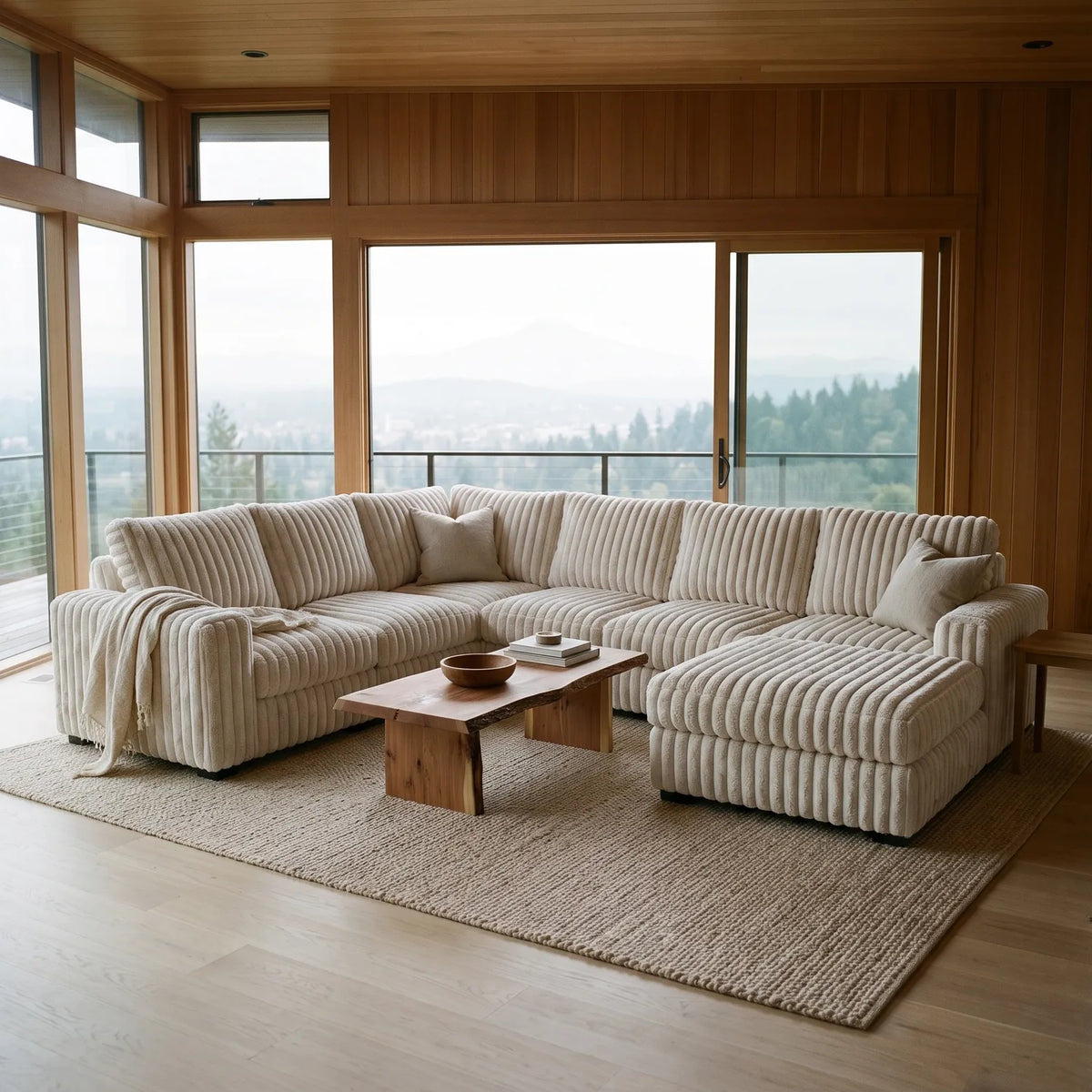 Seven-Piece Chaise Sectional - Minky Sand Modular - hero (RHF arrangement)