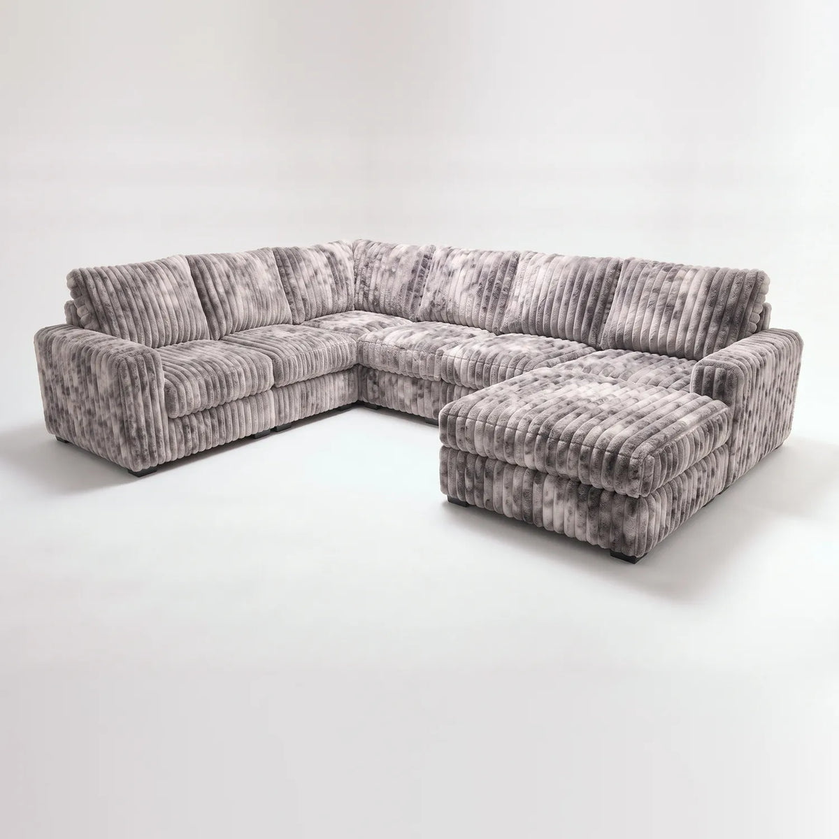 Seven-Piece Chaise Sectional - Minky Stone Modular - studio photo on white (RHF arrangement) #vera_main