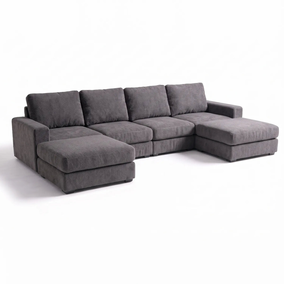 Six-Piece Double Chaise Sectional - Cuddle Charcoal Modular - studio photo on white #vera_main