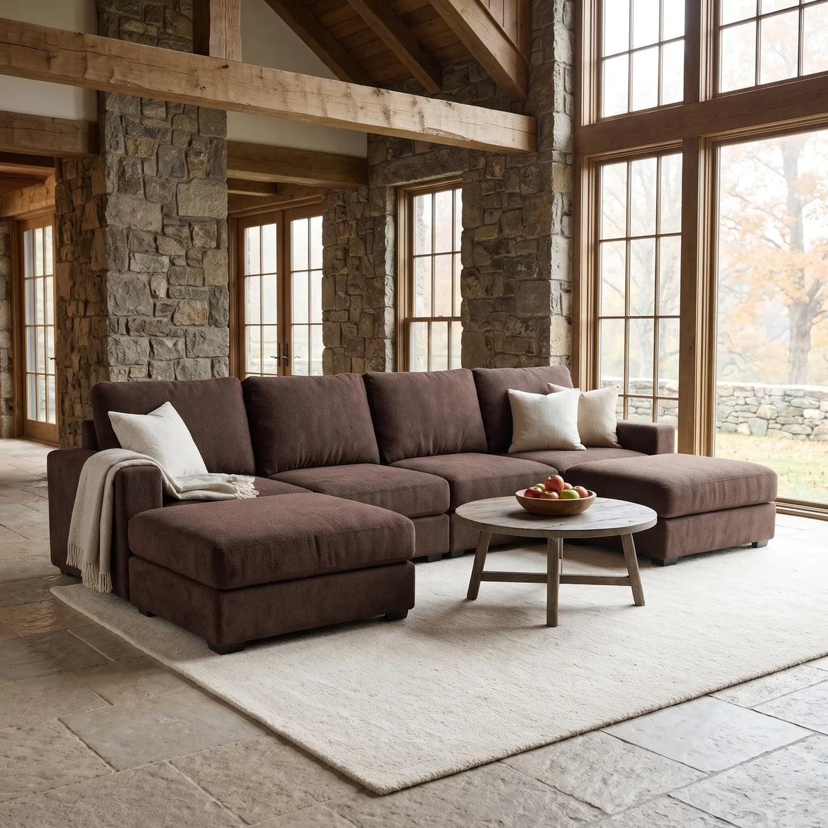 Six-Piece Double Chaise Sectional - Cuddle Chocolate Modular - hero