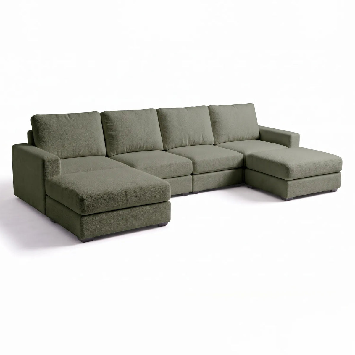 Six-Piece Double Chaise Sectional - Cuddle Moss Modular - studio photo on white #vera_main