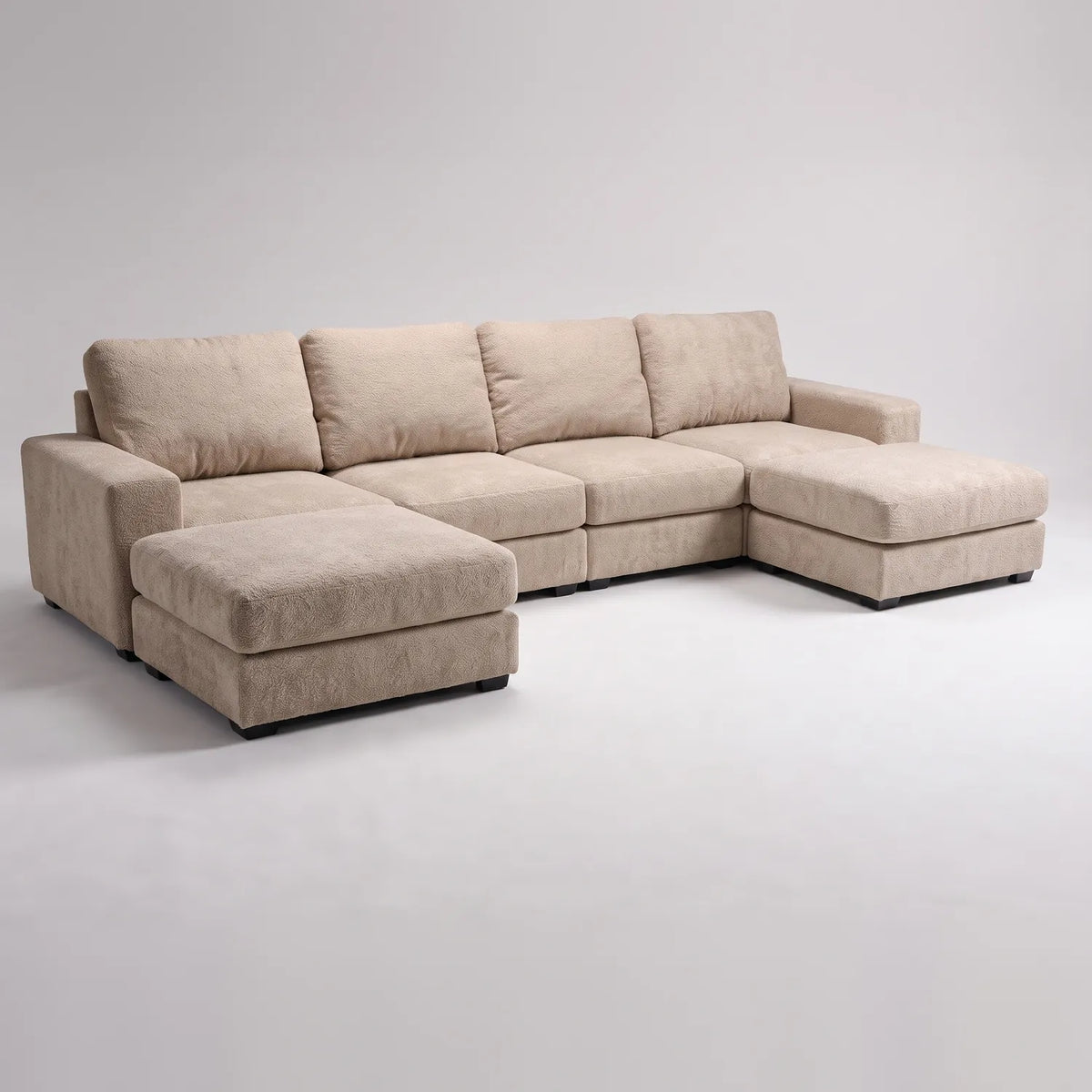 Six-Piece Double Chaise Sectional - Cuddle Natural Modular - studio photo on white #vera_main