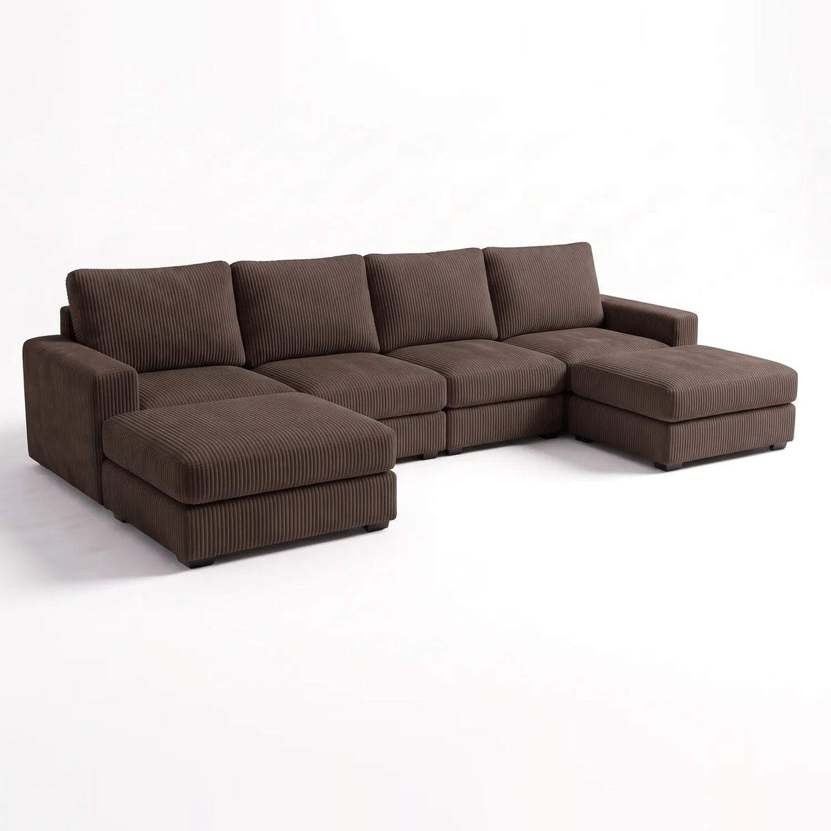 Six-Piece Double Chaise Sectional - Mini Minky Chocolate Modular - studio photo on white #vera_main