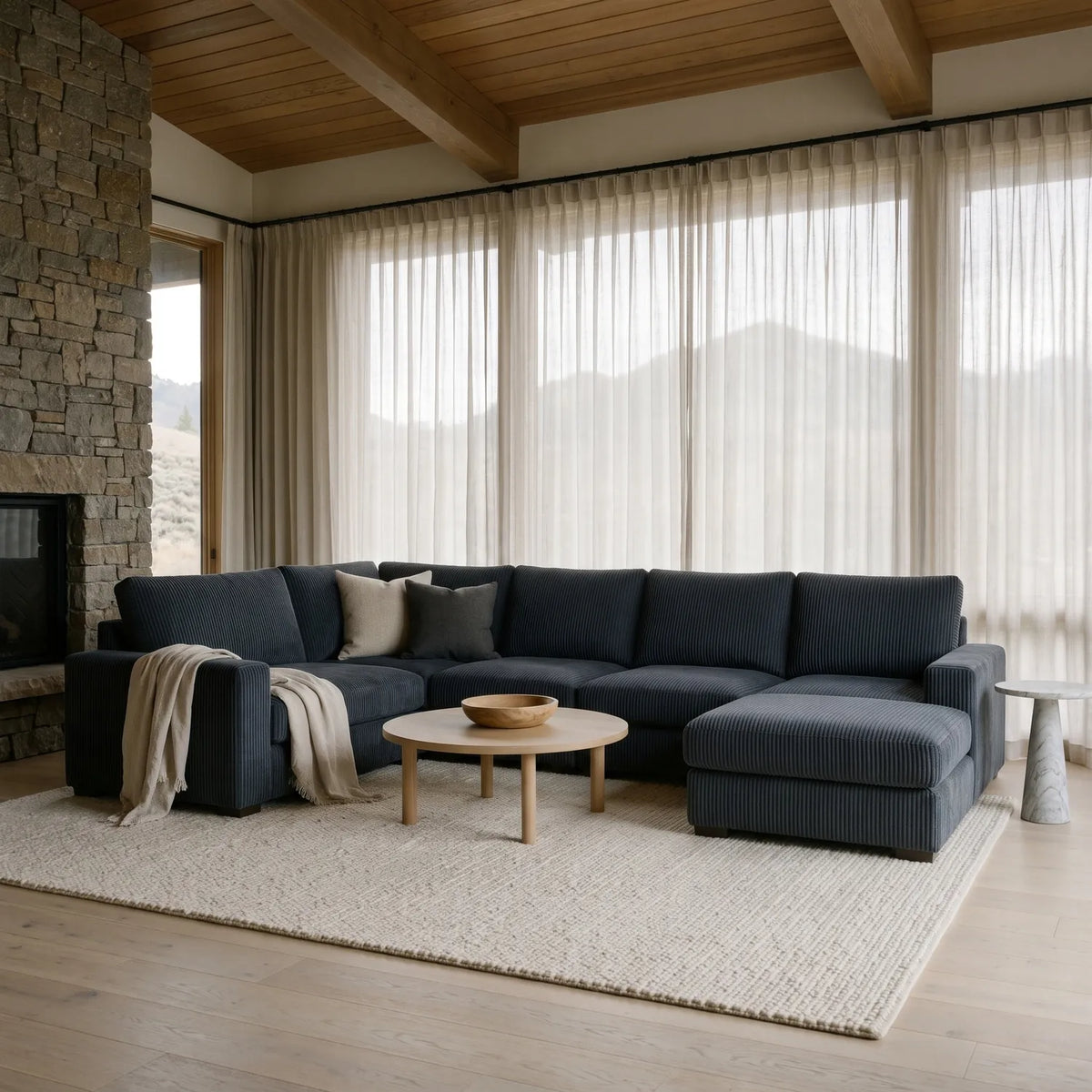 Six-Piece Double Chaise Sectional - Mini Minky Midnight Modular - hero