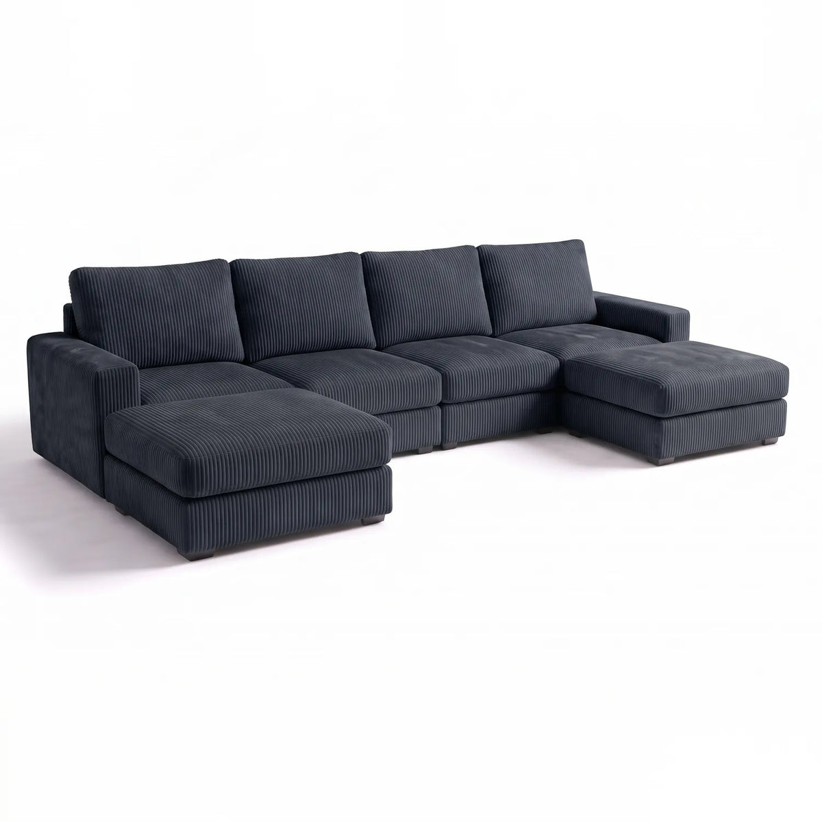 Six-Piece Double Chaise Sectional - Mini Minky Midnight Modular - studio photo on white #vera_main