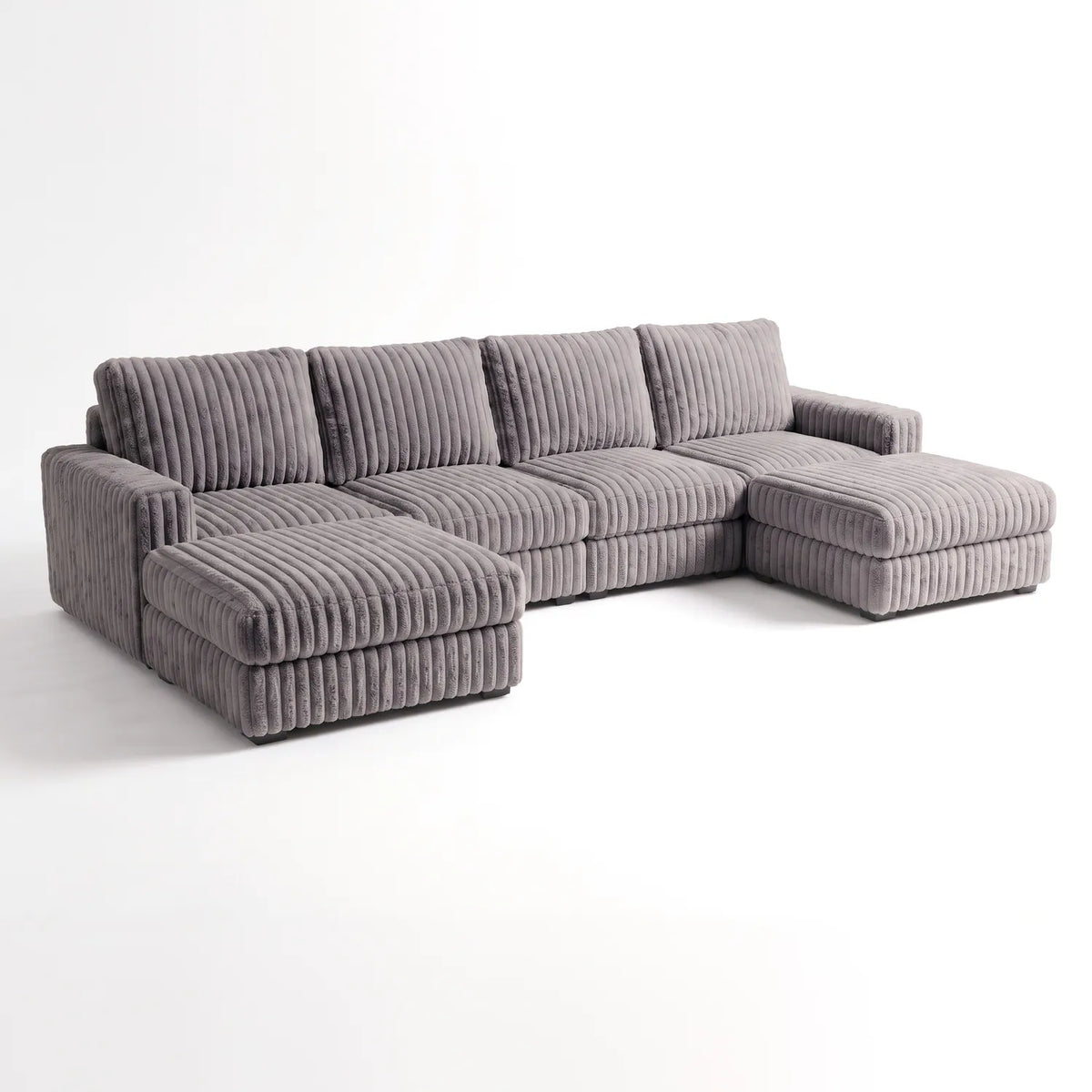 Six-Piece Double Chaise Sectional - Minky Grey Modular - studio photo on white #vera_main