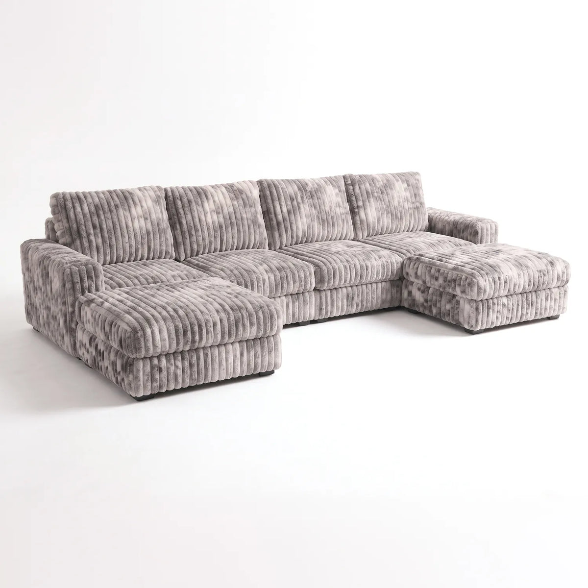 Six-Piece Double Chaise Sectional - Minky Stone Modular - studio photo on white #vera_main