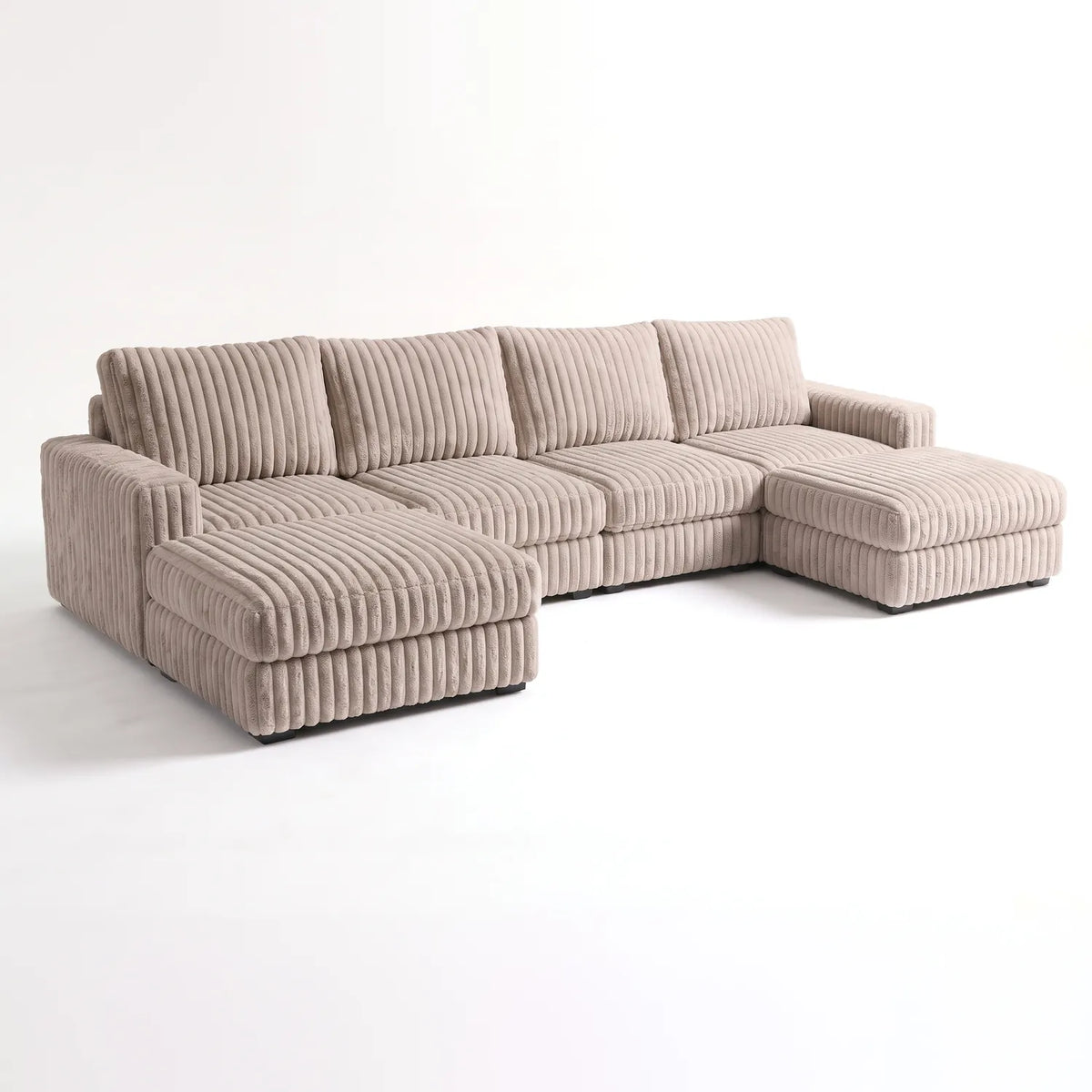 Six-Piece Double Chaise Sectional - Minky Toast Modular - studio photo on white #vera_main
