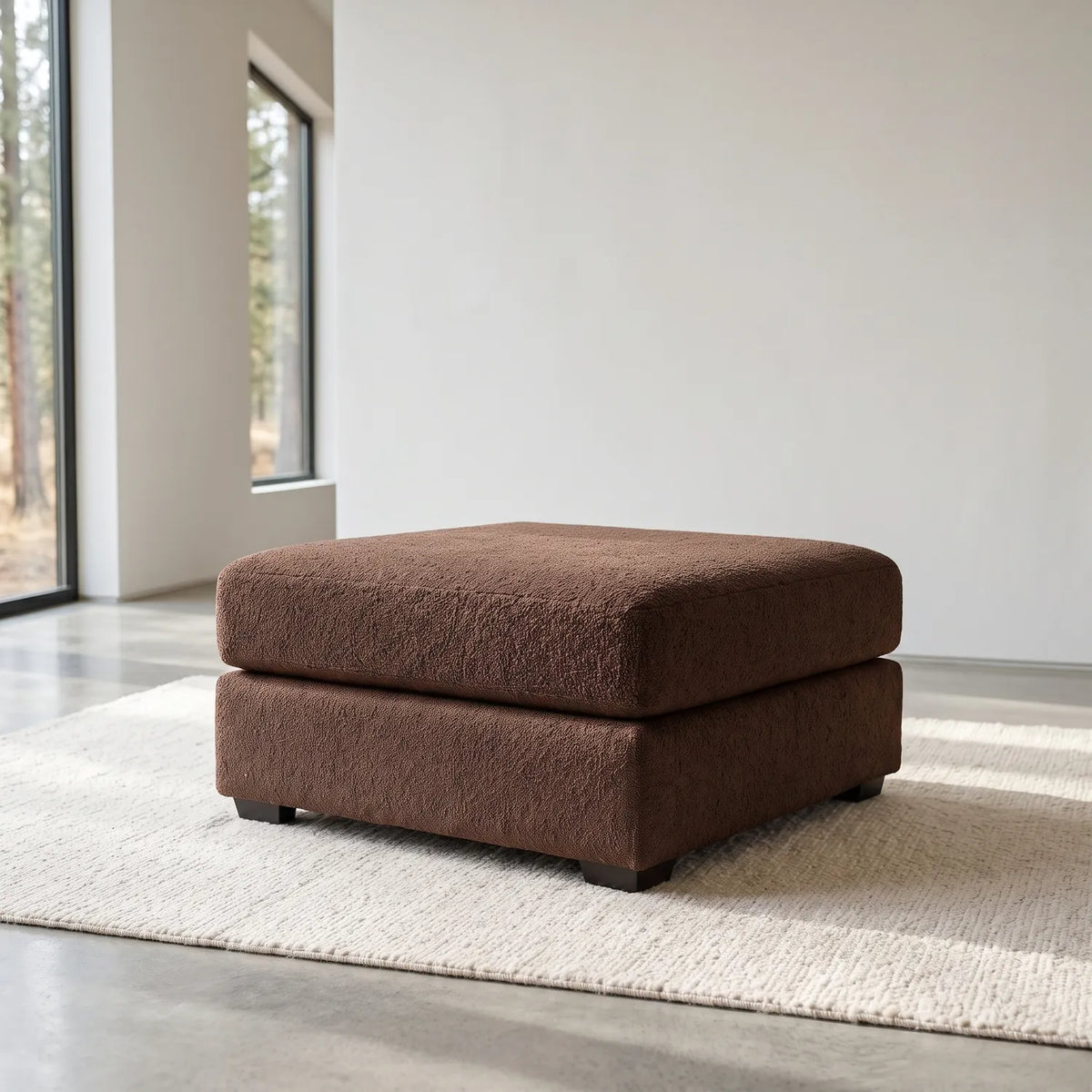 Square Ottoman - Cuddle Chocolate - hero