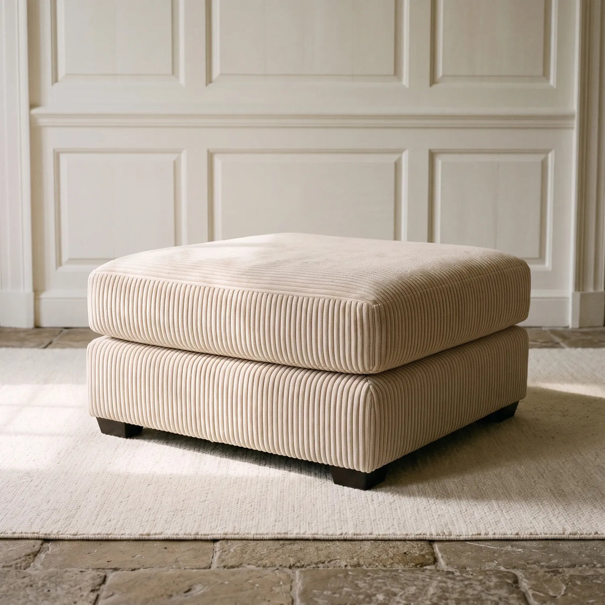 Square Ottoman - Mini Minky Cream - hero