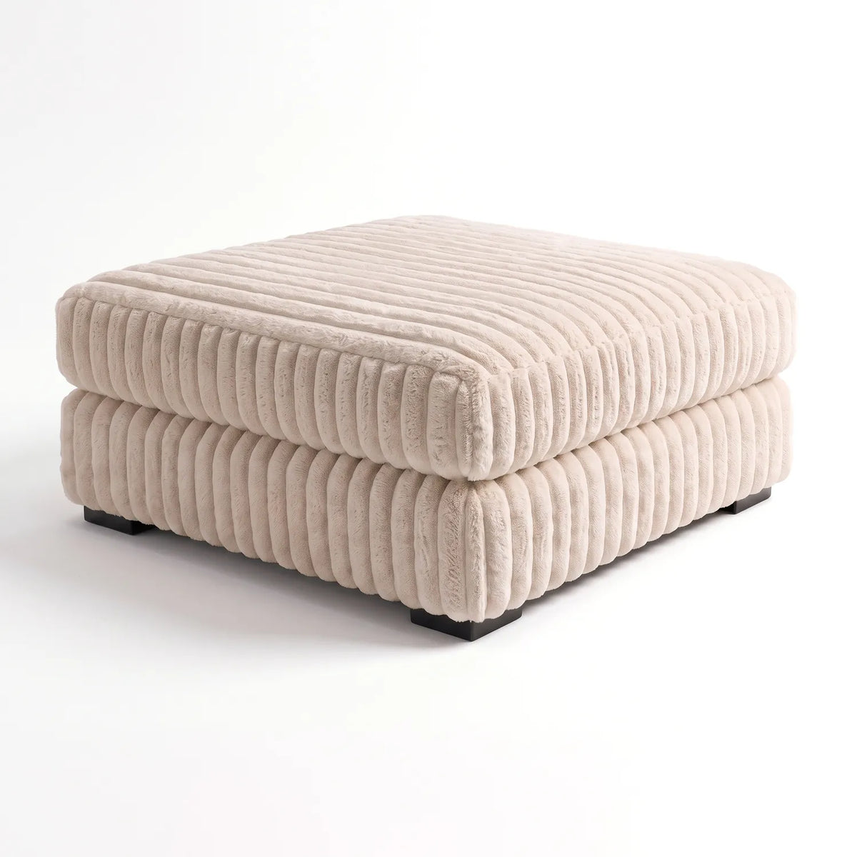 Square Ottoman - Minky Cream - studio photo on white #vera_main
