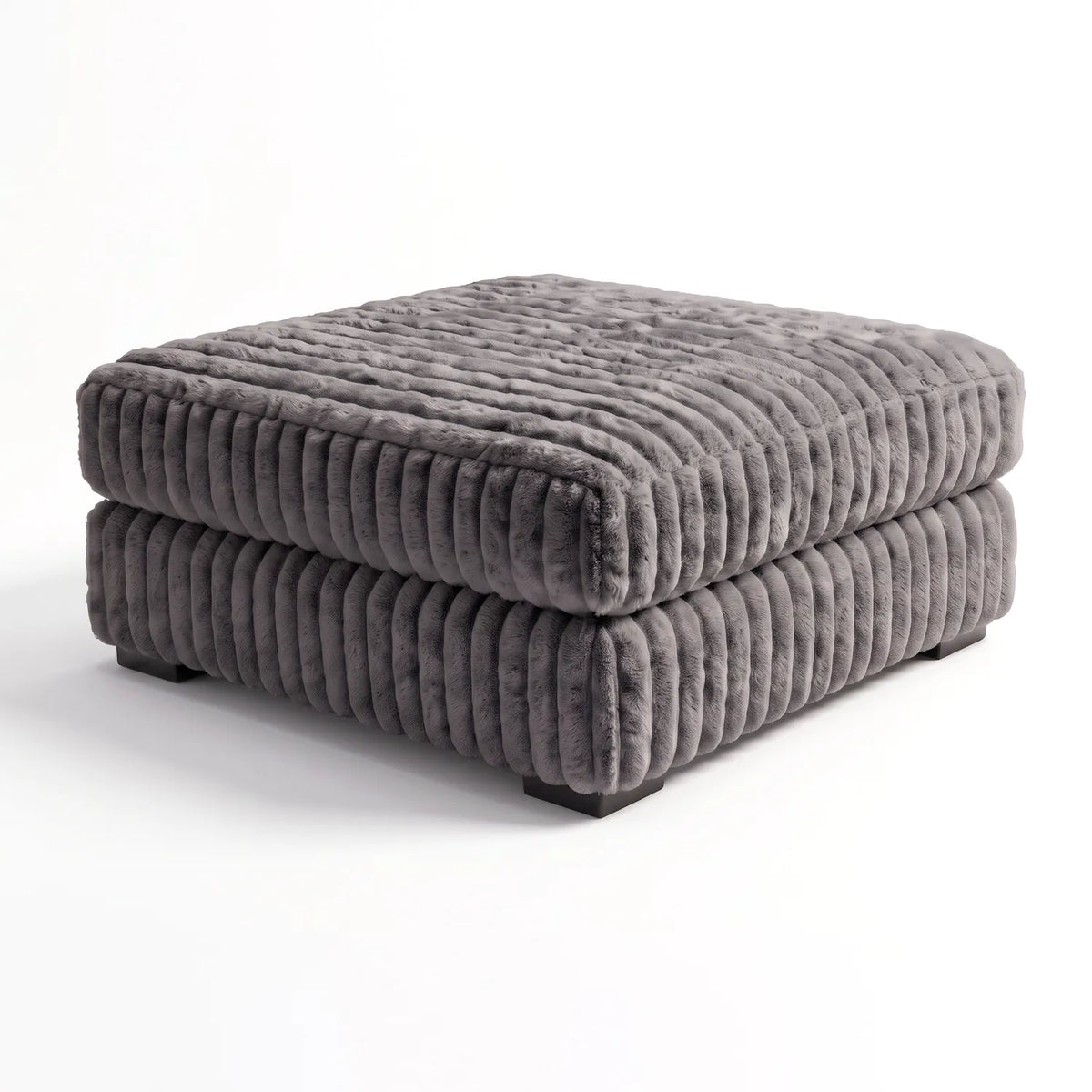Square Ottoman - Minky Grey - studio photo on white #vera_main