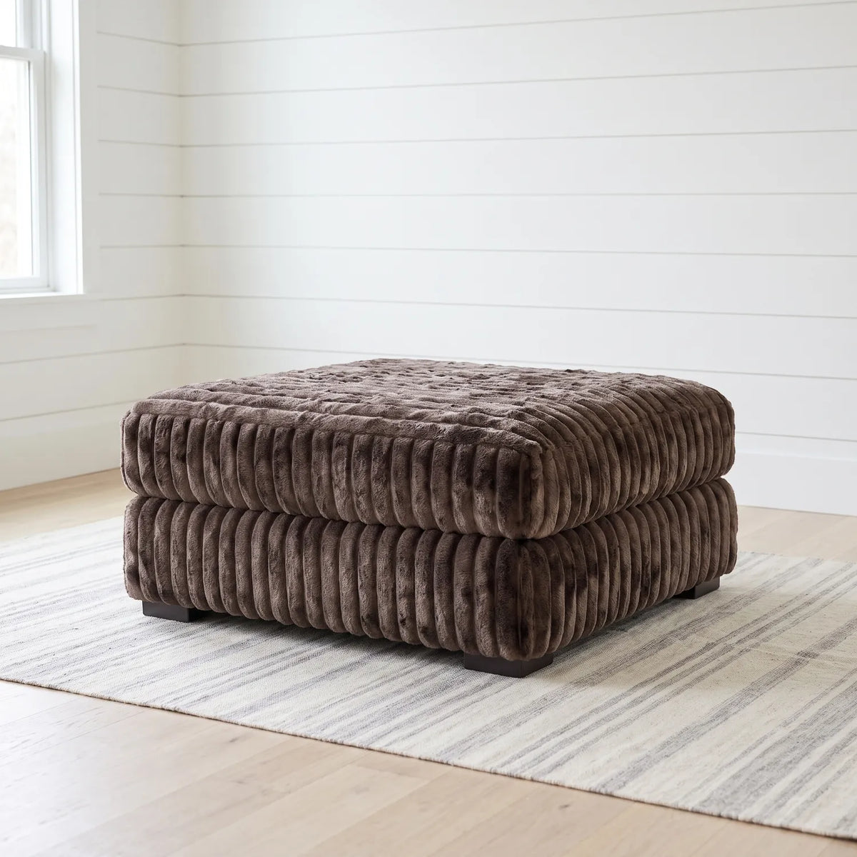 Square Ottoman - Minky Mocha - hero
