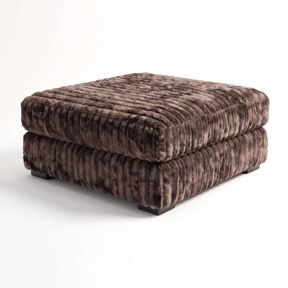Square Ottoman - Minky Mocha - studio photo on white #vera_main