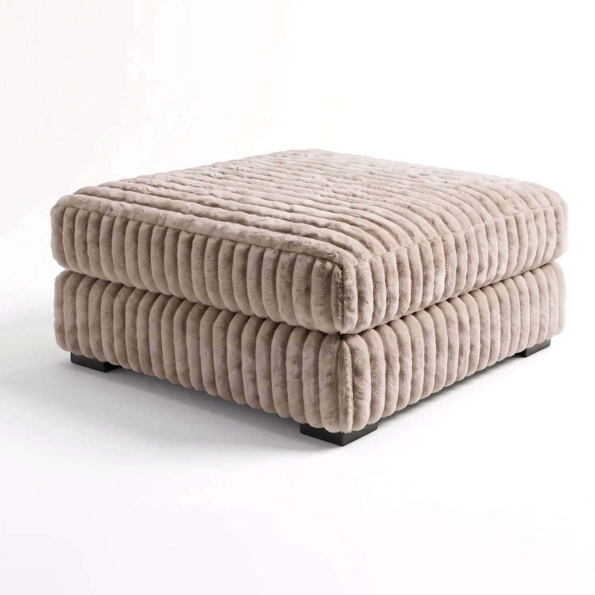 Square Ottoman - Minky Toast - studio photo on white #vera_main