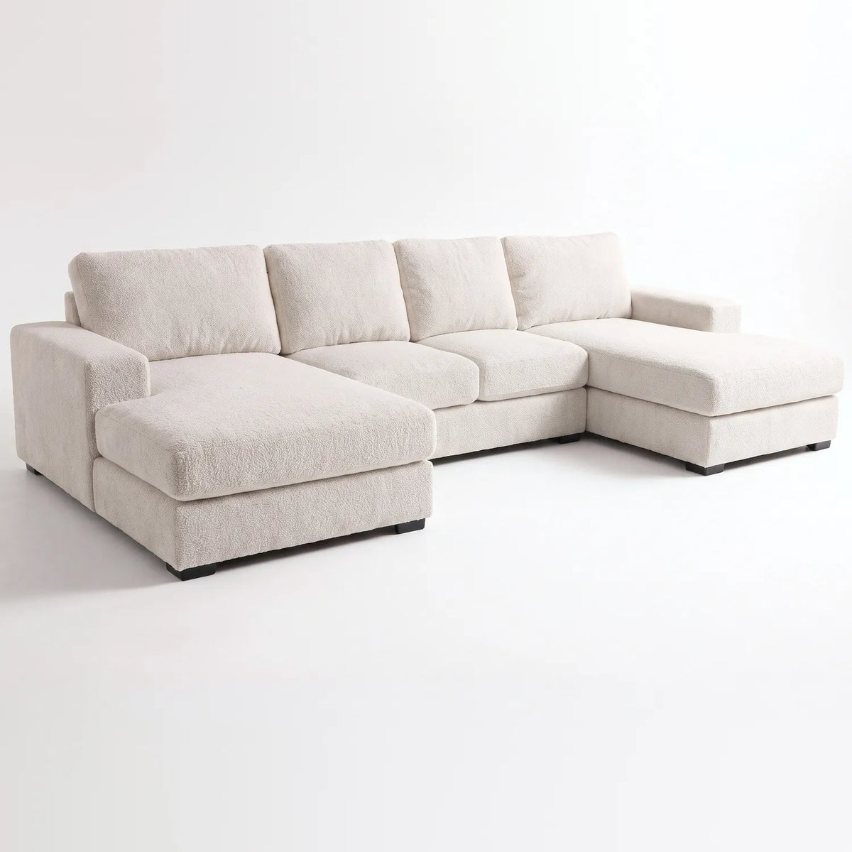 Three-Piece Double Chaise Sectional - Cuddle Bone - studio photo on white #vera_main
