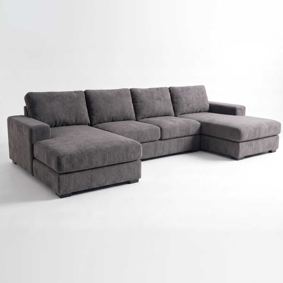 Three-Piece Double Chaise Sectional - Cuddle Charcoal Oversized - studio photo on white #vera_main
