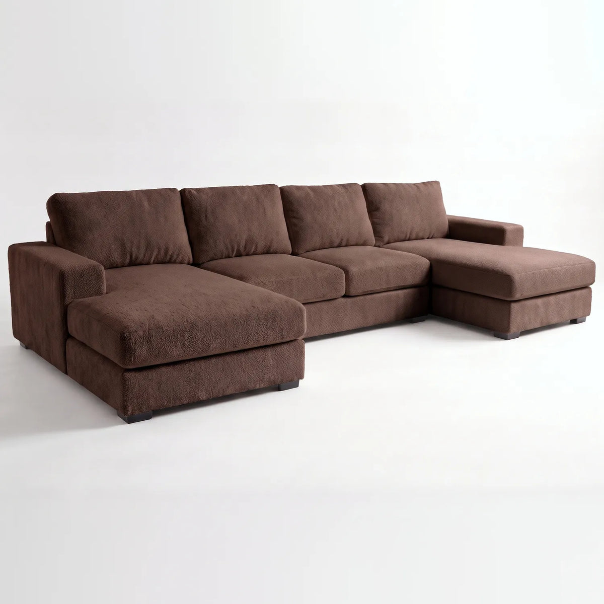 Three-Piece Double Chaise Sectional - Cuddle Chocolate Oversized - studio photo on white #vera_main