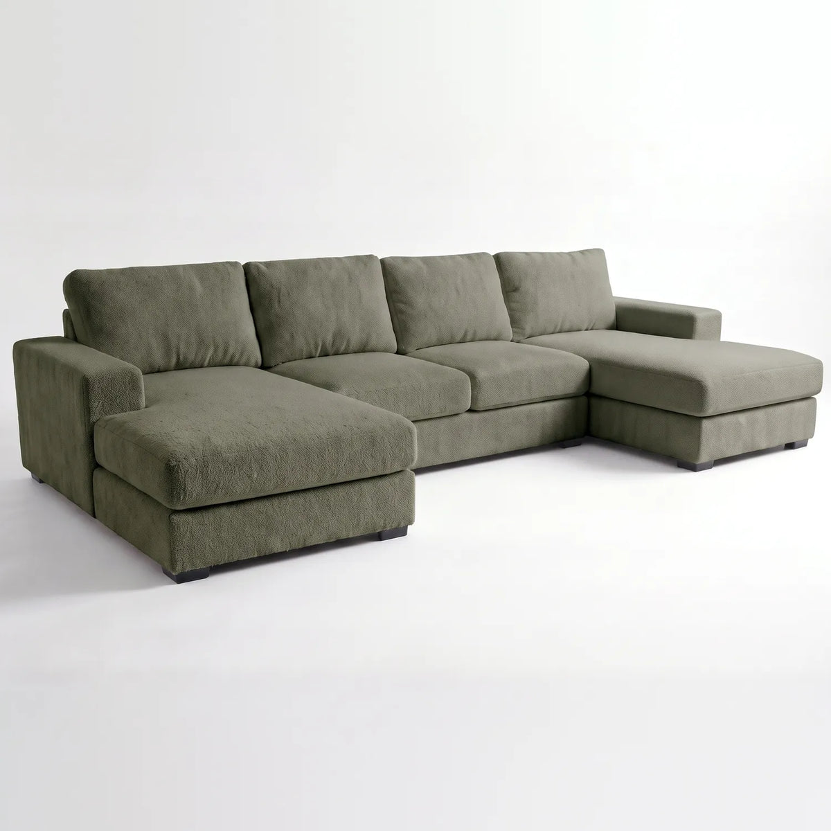 Three-Piece Double Chaise Sectional - Cuddle Moss Oversized - studio photo on white #vera_main