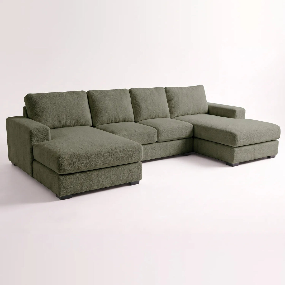 Three-Piece Double Chaise Sectional - Cuddle Moss - studio photo on white #vera_main