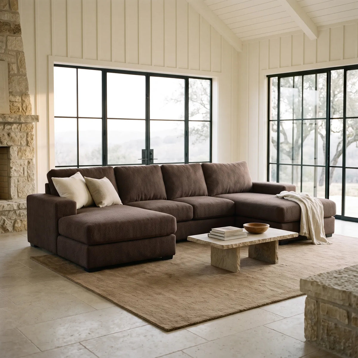 Three-Piece Double Chaise Sectional - Cuddle Umber - hero