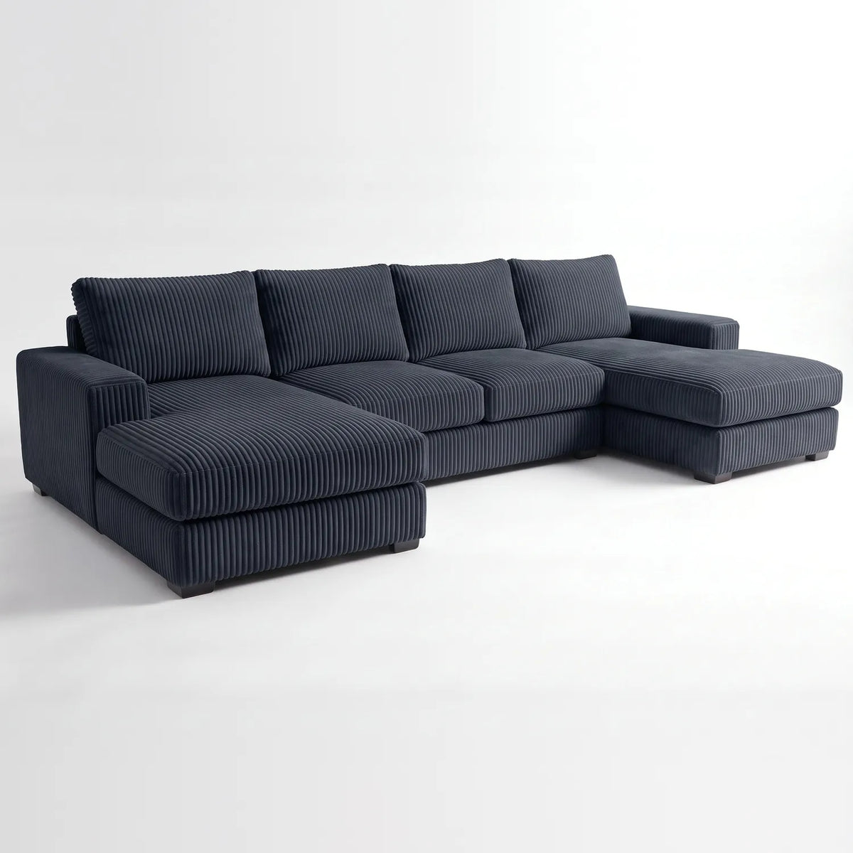 Three-Piece Double Chaise Sectional - Mini Minky Midnight Oversized - studio photo on white #vera_main