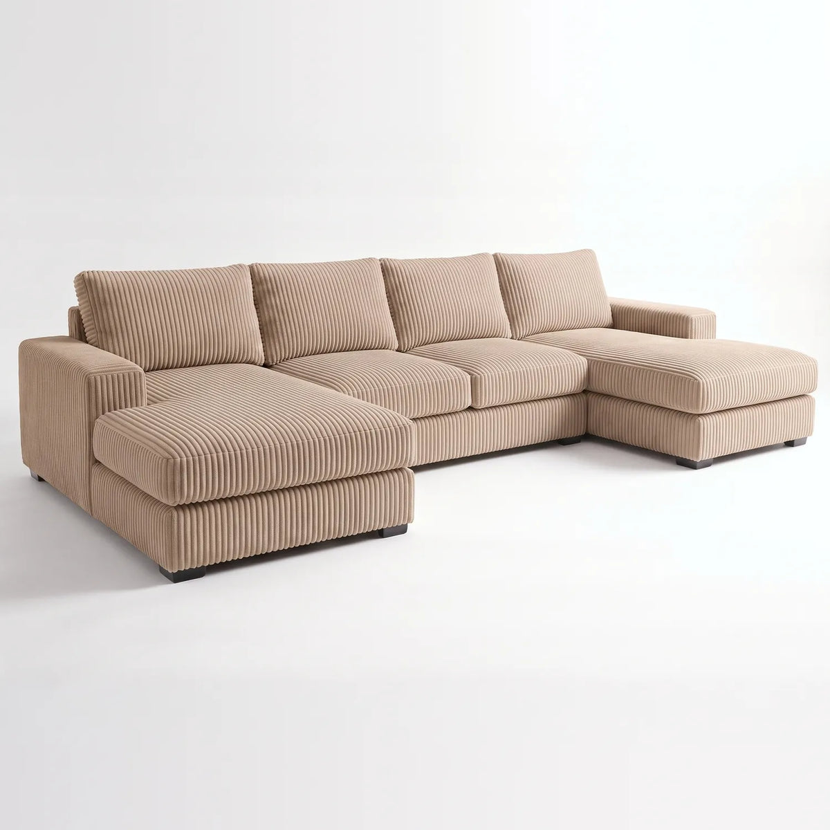 Three-Piece Double Chaise Sectional - Mini Minky Toast Oversized - studio photo on white #vera_main