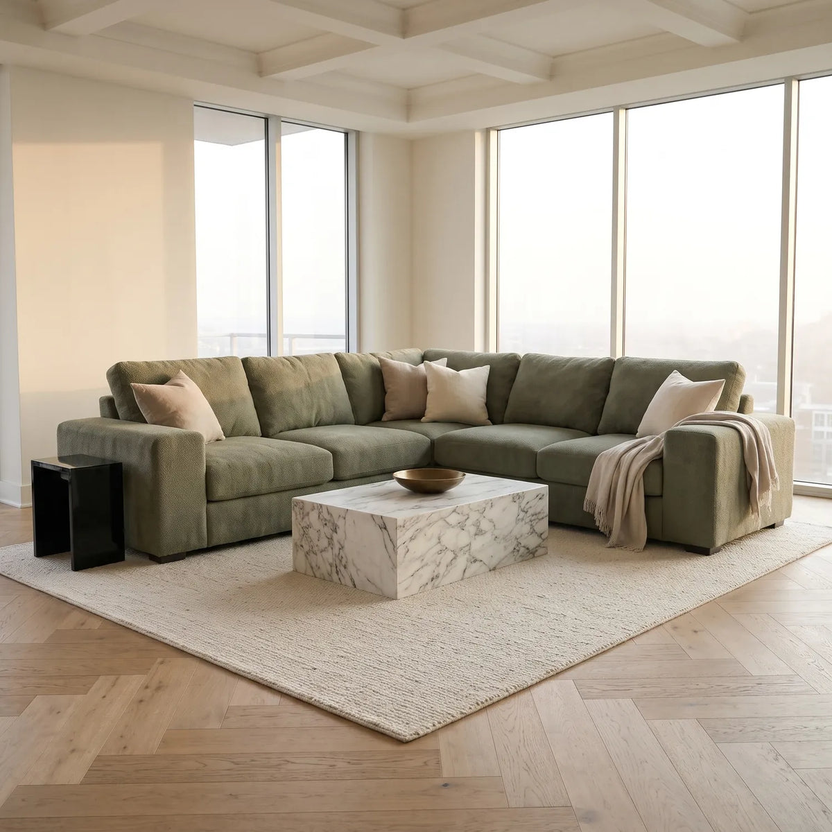 Three-Piece L-Shaped Sectional - Cuddle Moss - hero
