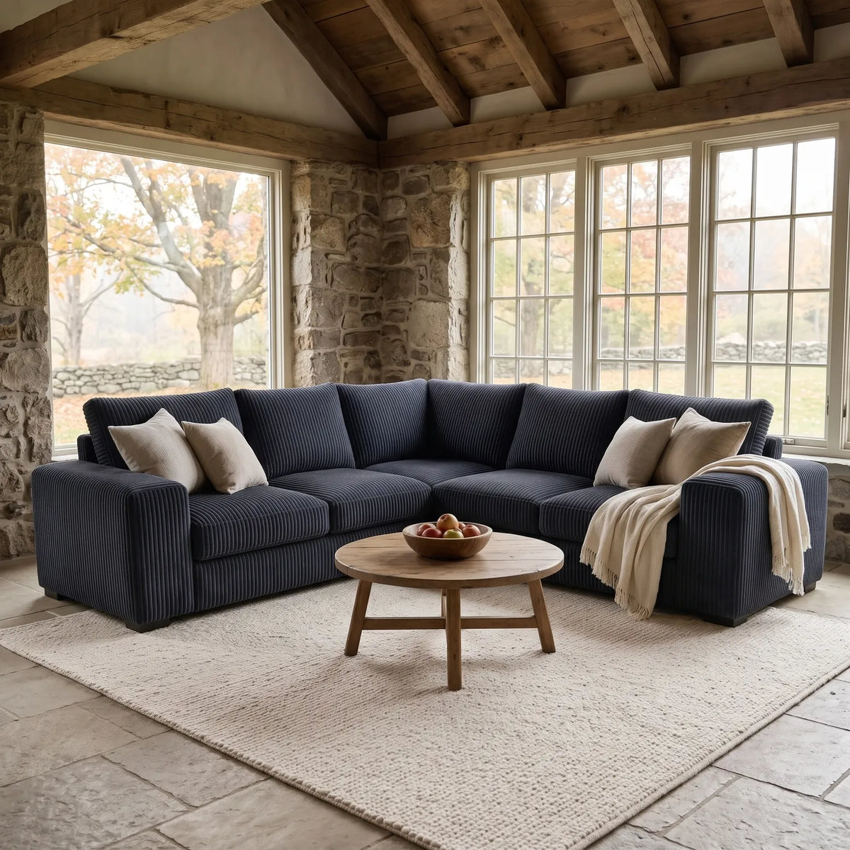 Three-Piece L-Shaped Sectional - Mini Minky Midnight - hero