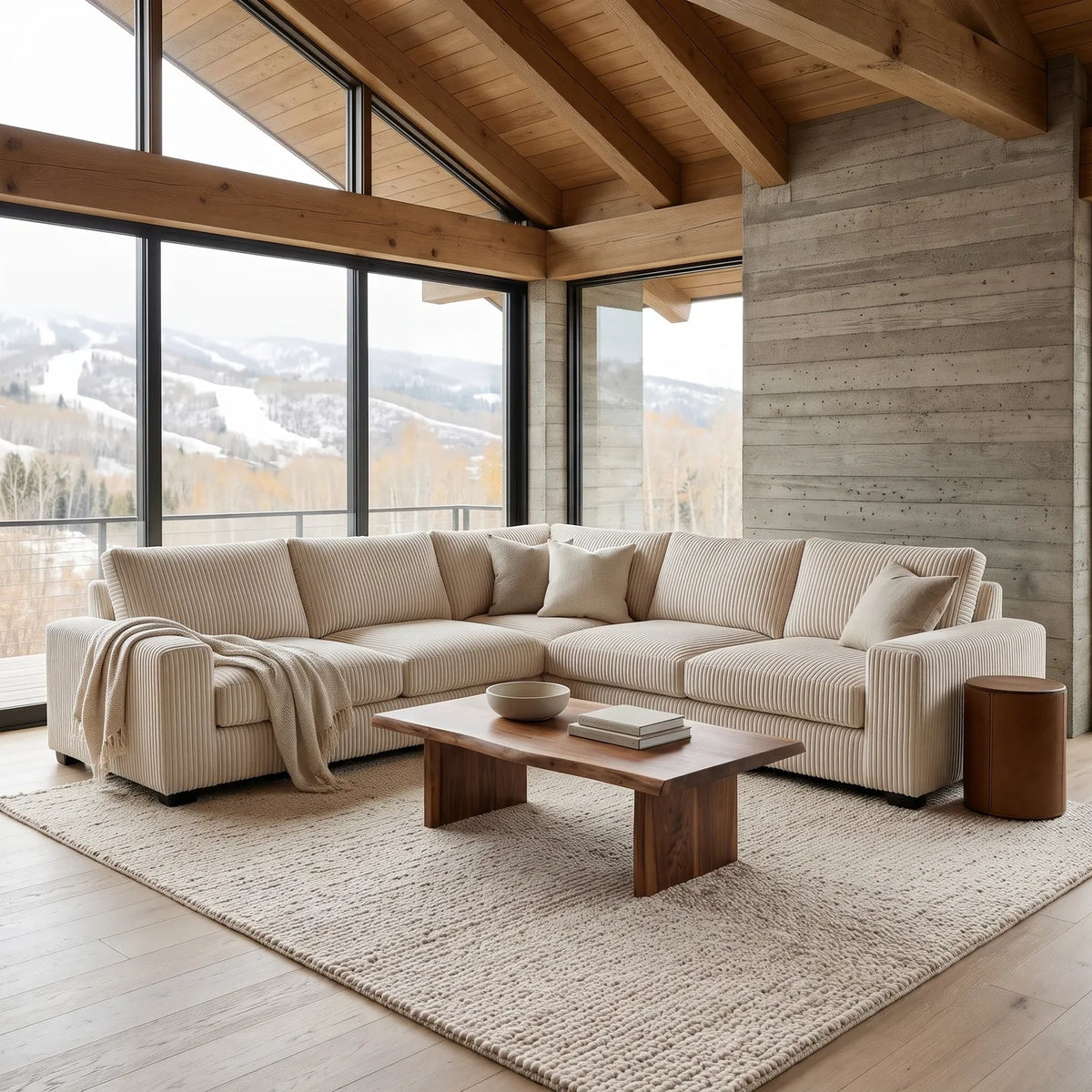 Three-Piece L-Shaped Sectional - Mini Minky White Oversized - hero