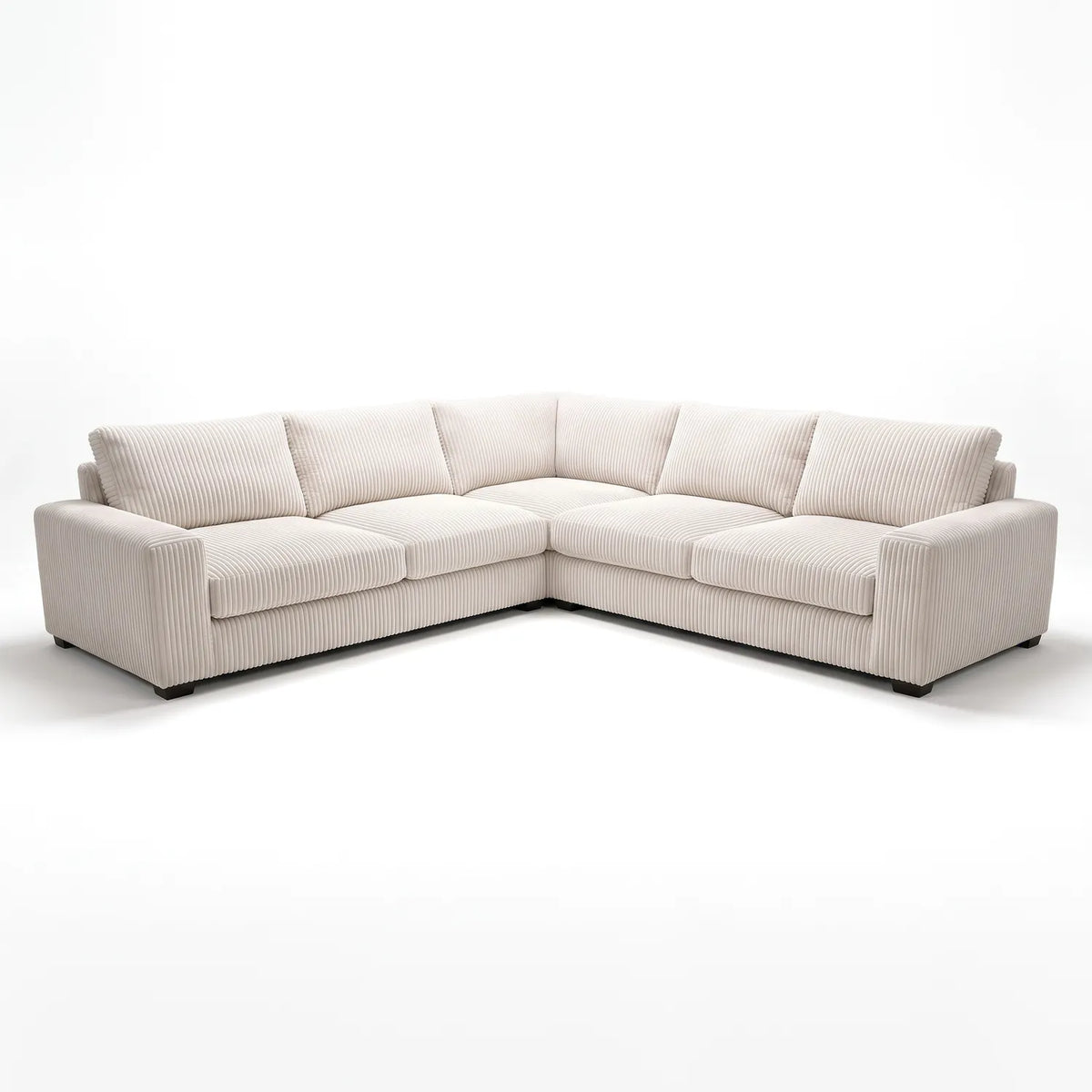 Three-Piece L-Shaped Sectional - Mini Minky White Oversized - studio photo on white #vera_main