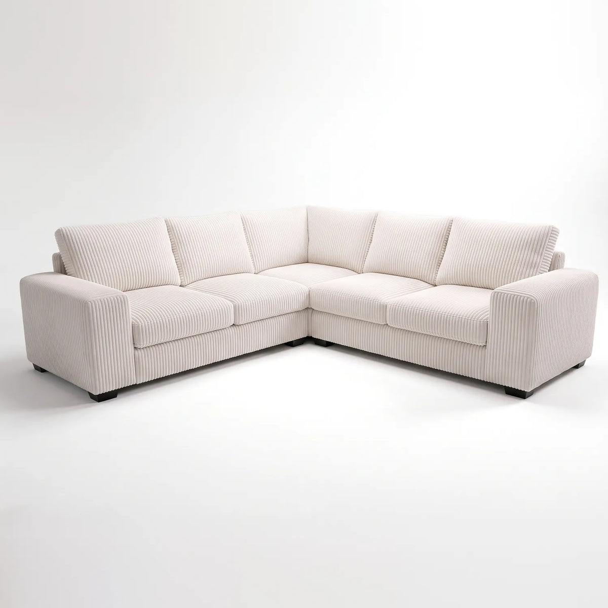 Three-Piece L-Shaped Sectional - Mini Minky White - studio photo on white #vera_main
