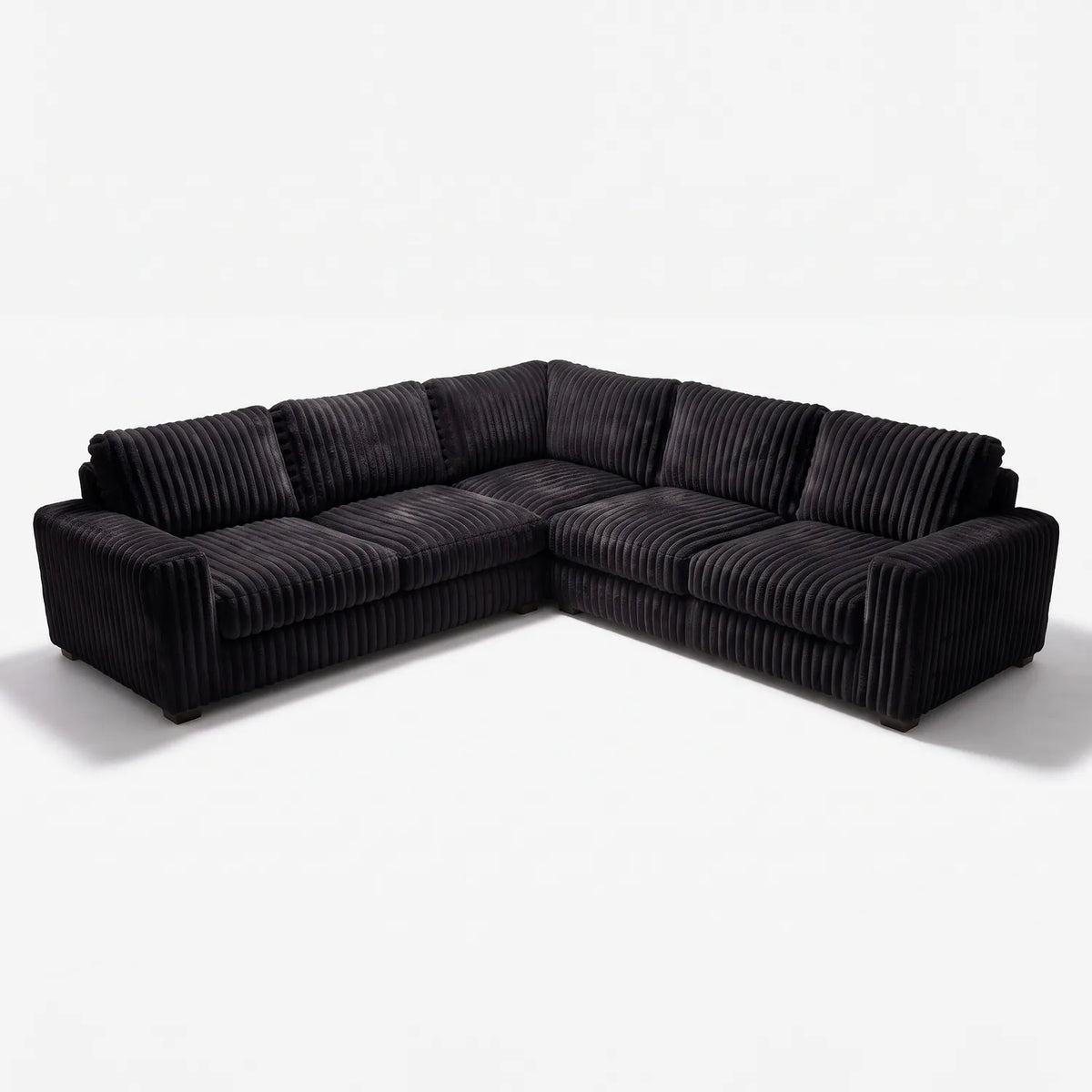 Three-Piece L-Shaped Sectional - Minky Black Oversized - studio photo on white #vera_main