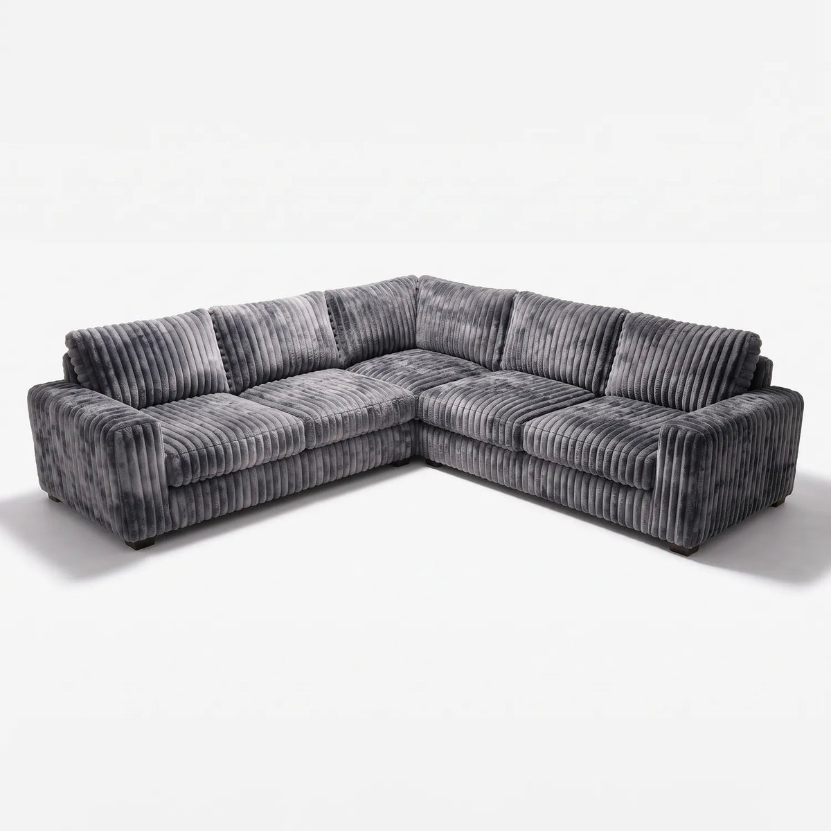 Three-Piece L-Shaped Sectional - Minky Charcoal Oversized - studio photo on white #vera_main