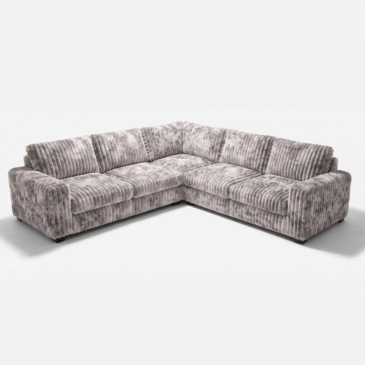 Three-Piece L-Shaped Sectional - Minky Stone Oversized - studio photo on white #vera_main