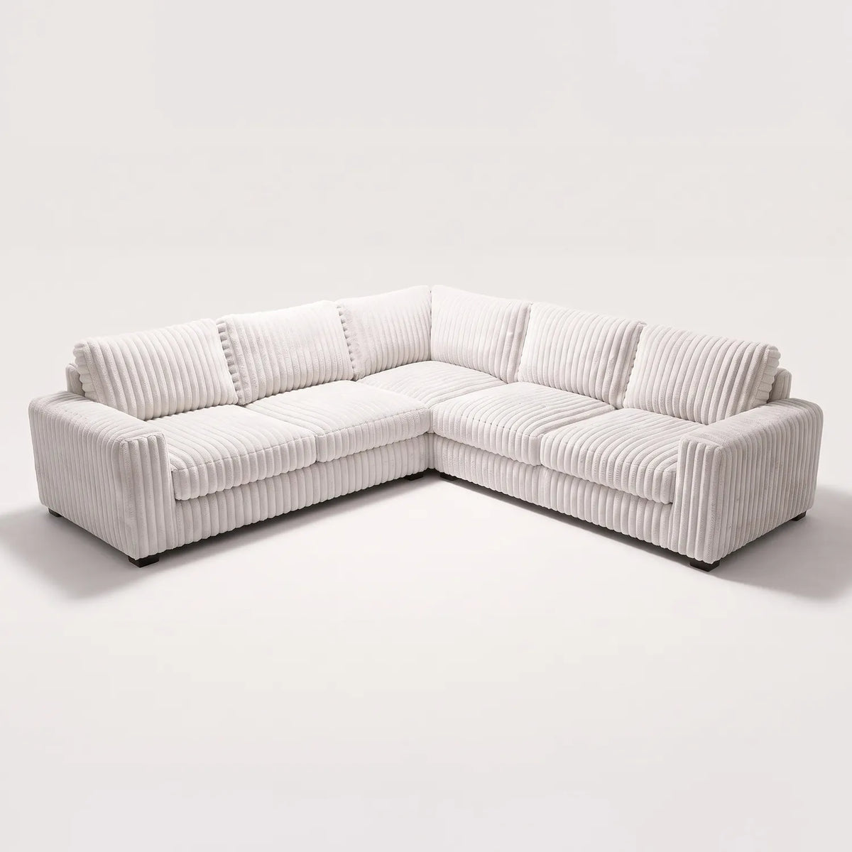 Three-Piece L-Shaped Sectional - Minky White Oversized - studio photo on white #vera_main