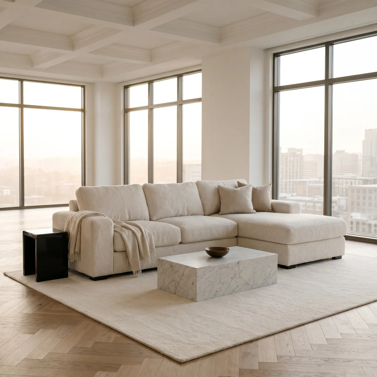 Two-Piece Chaise Sectional - Cuddle Bone - hero #Orientation_Right-Hand Facing