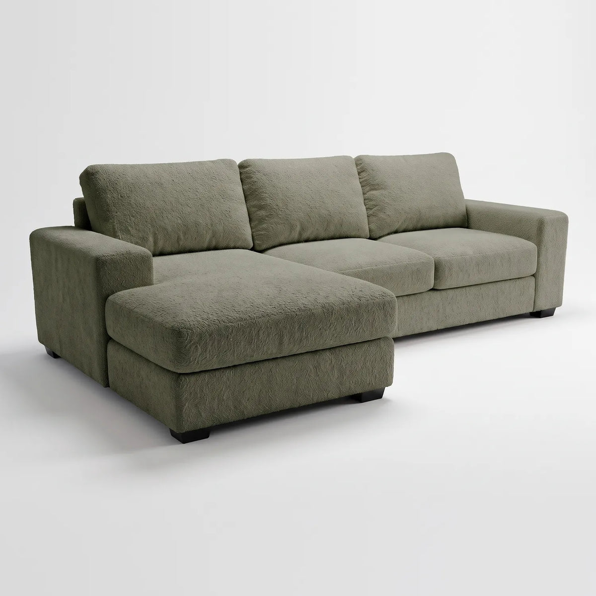 Two-Piece Chaise Sectional - Cuddle Moss - studio photo on white #Orientation_Left-Hand Facing