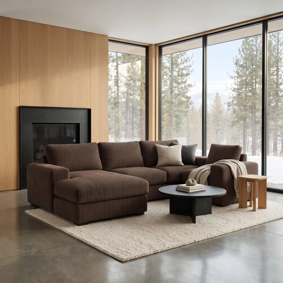 Two-Piece Chaise Sectional - Mini Minky Chocolate - hero #Orientation_Left-Hand Facing