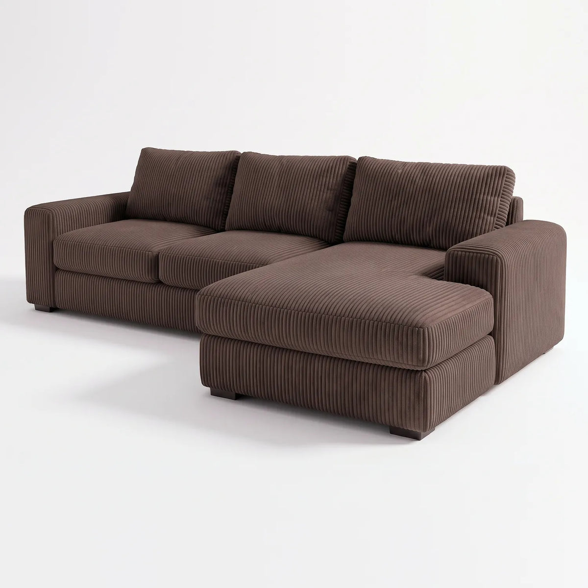 Two-Piece Chaise Sectional - Mini Minky Chocolate - studio photo on white #Orientation_Right-Hand Facing #vera_main