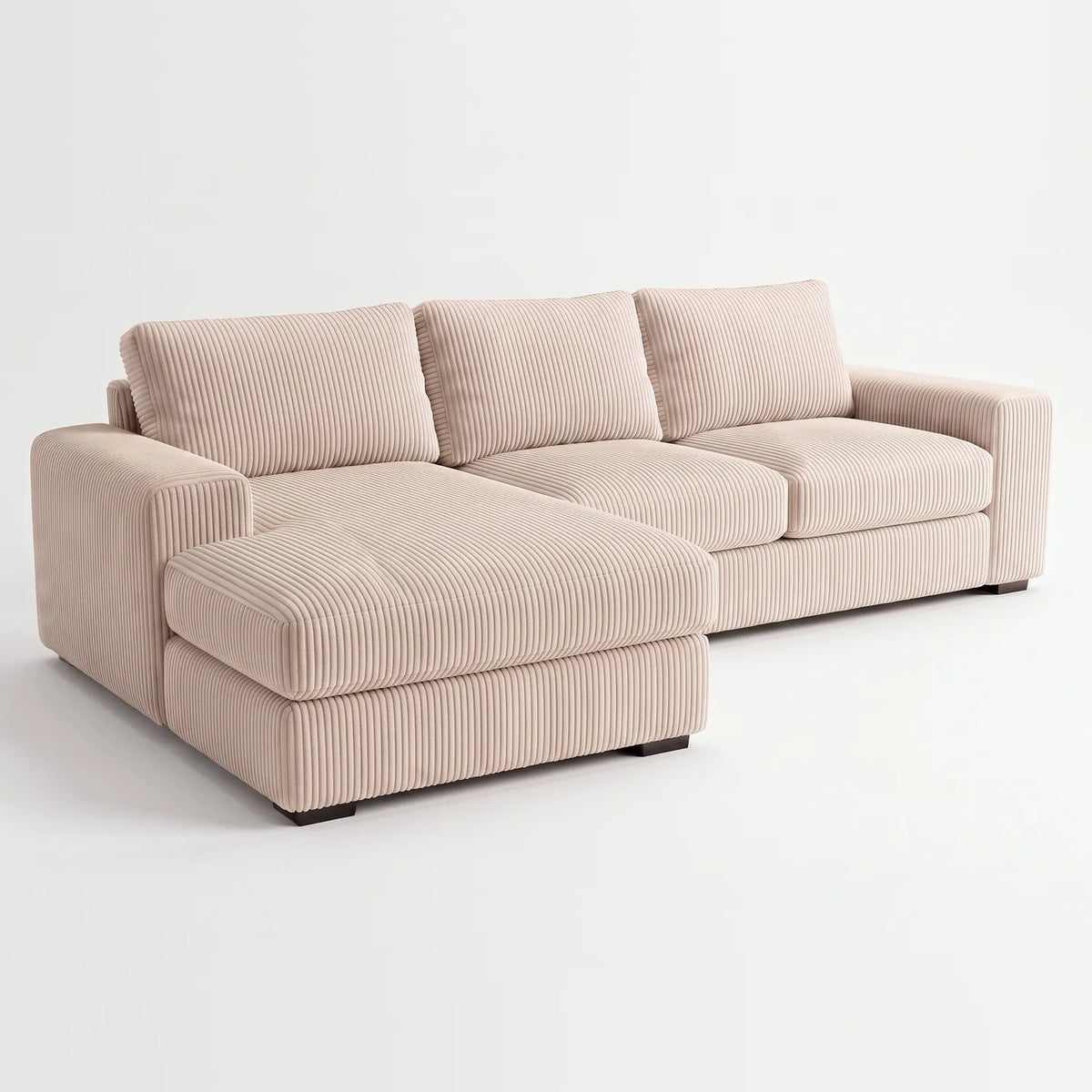 Two-Piece Chaise Sectional - Mini Minky Cream Oversized - studio photo on white #Orientation_Left-Hand Facing