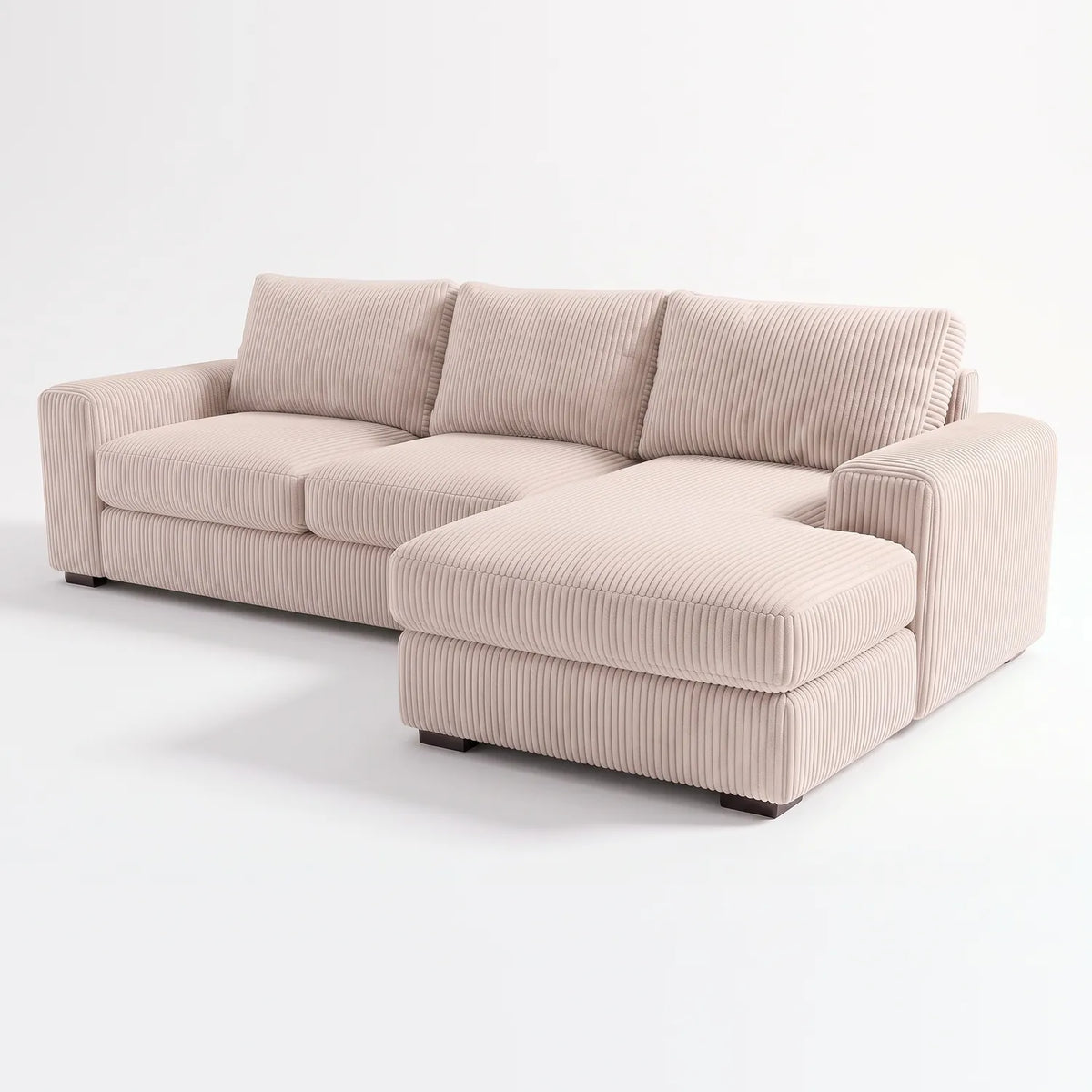 Two-Piece Chaise Sectional - Mini Minky Cream Oversized - studio photo on white #Orientation_Right-Hand Facing #vera_main