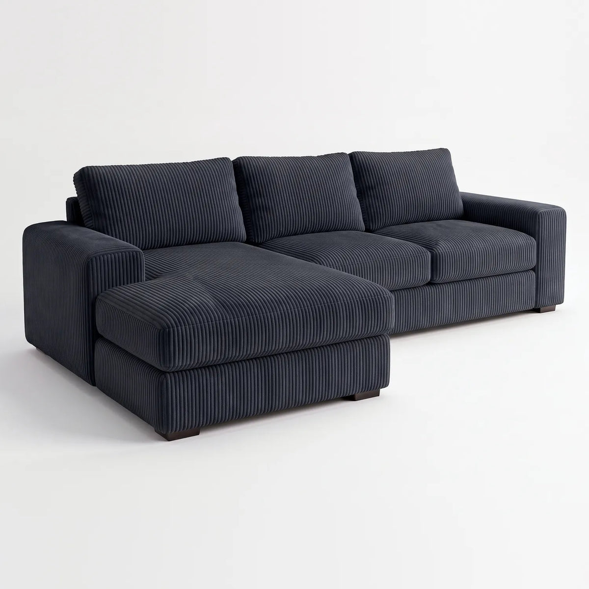 Two-Piece Chaise Sectional - Mini Minky Midnight Oversized - studio photo on white #Orientation_Left-Hand Facing